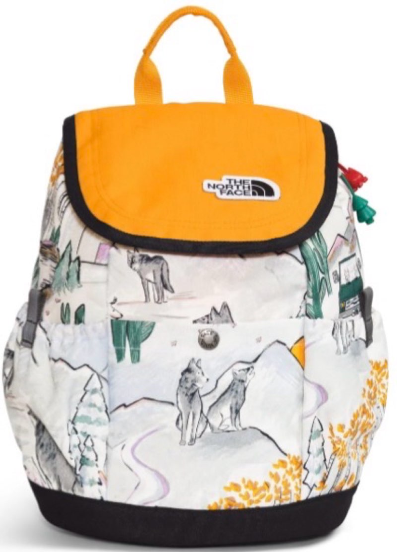 The North Face Mini Explorer Backpack - Youth TNF White Like A Wolf Print/Summit Gold/TNF Black