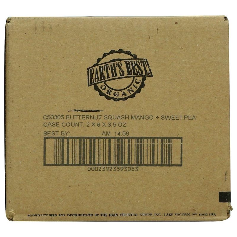 earths best organic butternut squash mango plus sweet peas puree for 6 plus months baby, 3.5 ounce pouch -- 12 per case