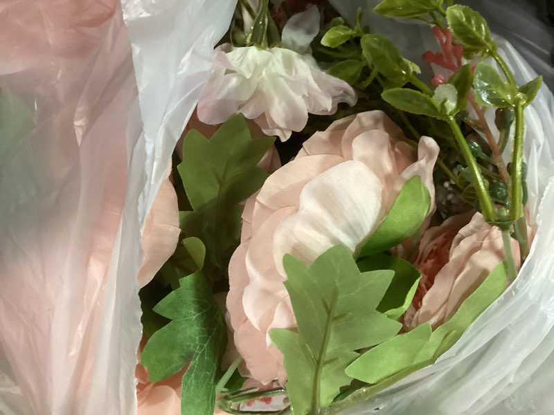 Condition photo showing Good Condition for 2 pack artificial peony garland flowers, 12ft floral greenery garland rose flower vine with pink peony and green leaves for wedding dining table home party decor (2, pink) pink 2