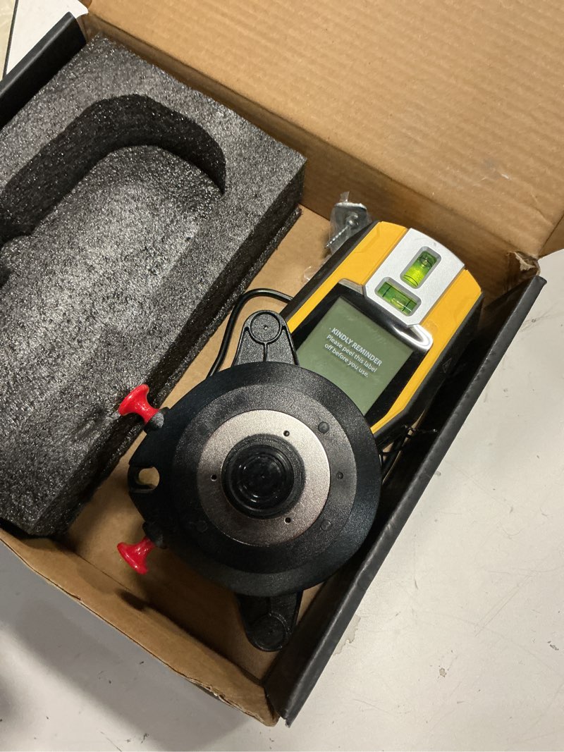 Condition photo showing As Is for prexiso 2-in-1 stud finder with laser level, rechargeable multi surface cross line laser & wall stud scanners tool for hanging frames & picture, wood ac wire metal studs joist pipe detection