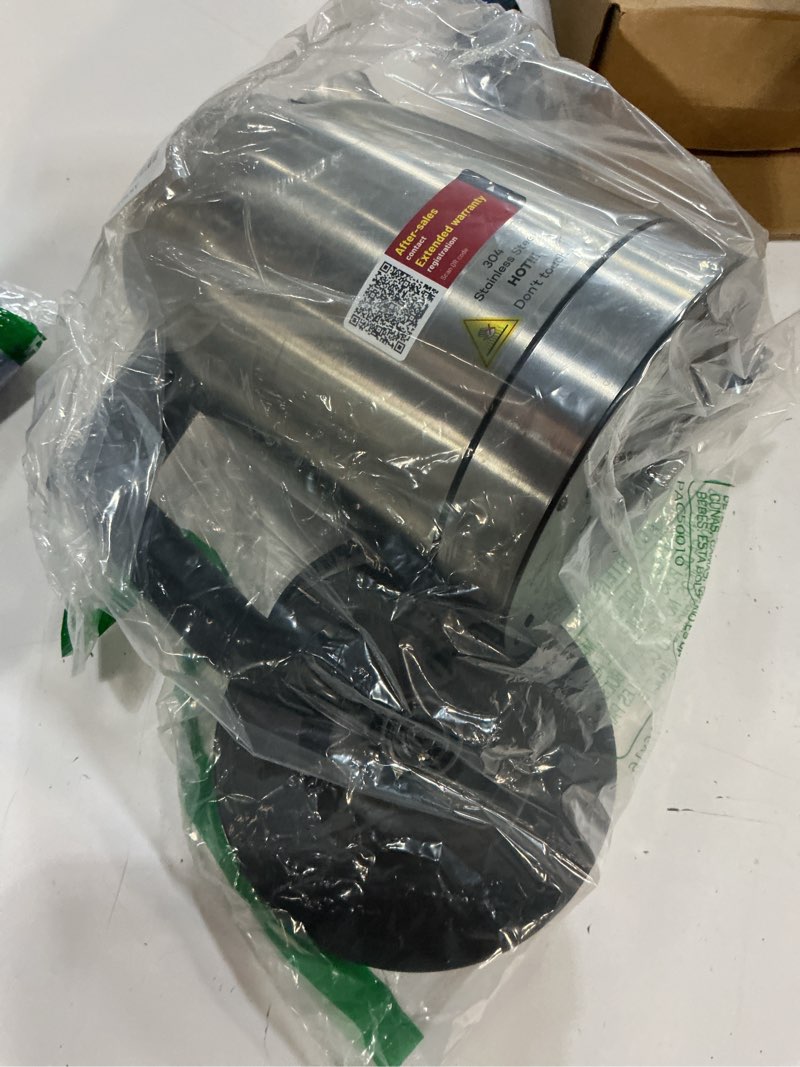 Condition photo showing As Is for electric kettle temperature control, 1.7l 1500w electric tea kettle with 13 temperature settings, strix thermostat, led display&touch control, auto shut-off protection, boil dry protection green