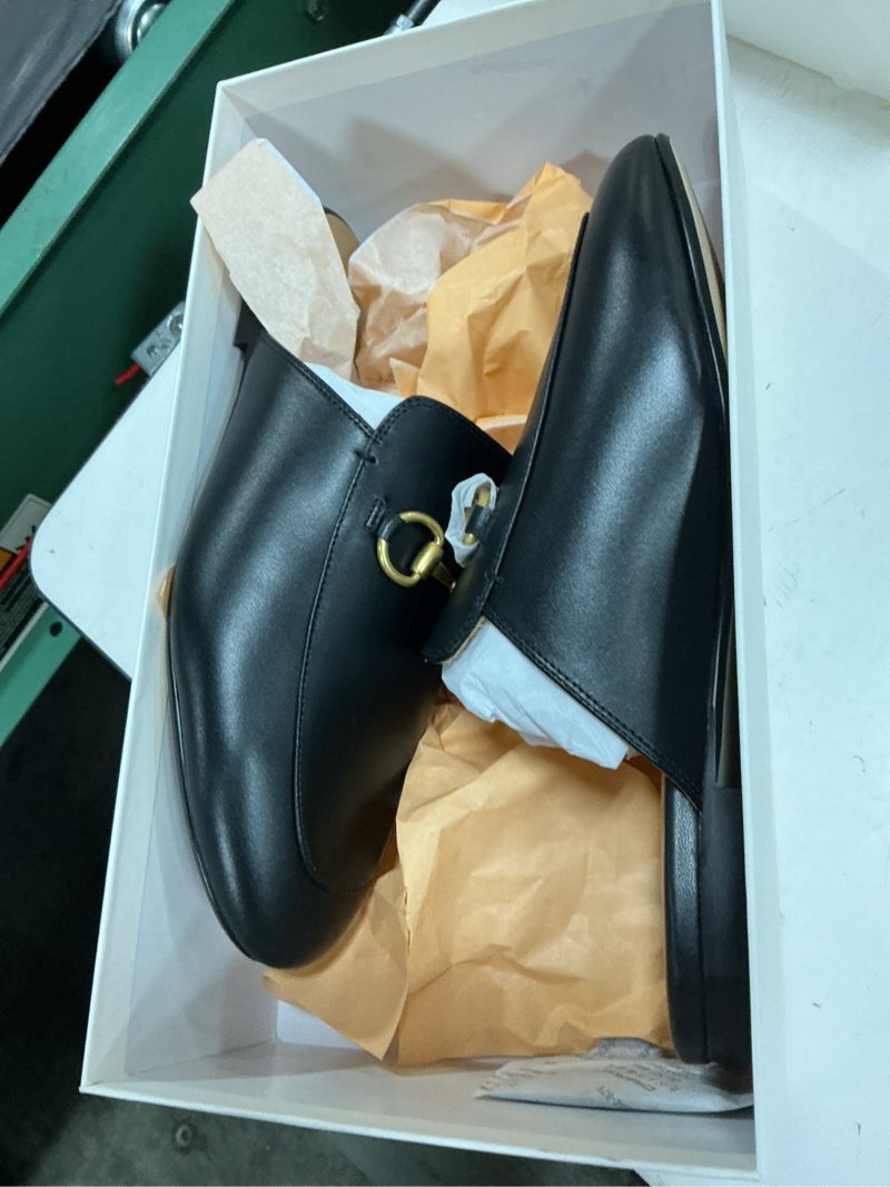 Condition photo showing New/Like New for quince italian leather horsebit loafer mule, 8.5, black