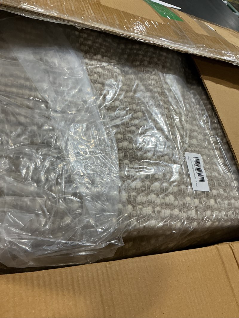 Condition photo showing Good Condition for s & l homes 100% wool hand woven chunky knit popcorn rug - beige contemporary area rug for living room bedroom (5' x 8' - beige) beige 5' x 8' (rectangular)