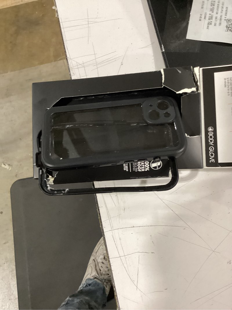 Condition photo showing As Is for body glove tidal waterproof phone case for iphone 13 - black/clear