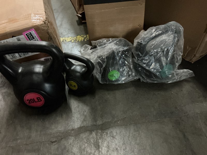 Condition photo showing As Is for Fitvids ?Wide Grip 3-Piece Kettlebell Exercise Fitness Weight Set, Include 5 lbs, 10 lbs, ?15 lbs? and 20 lbs, Set of 3 or Set of 4 50LB Set of 4: 5/10/15/20LB