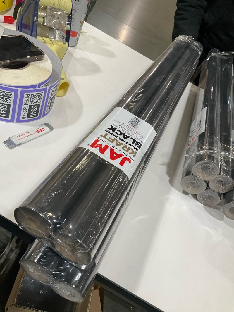 Condition photo showing New/Like New for JAM PAPER Black Kraft Gift Wrapping Paper Roll - 6packs of 25 Sq. Ft.: Solid Matte for All Occasions, Love & Romance Theme