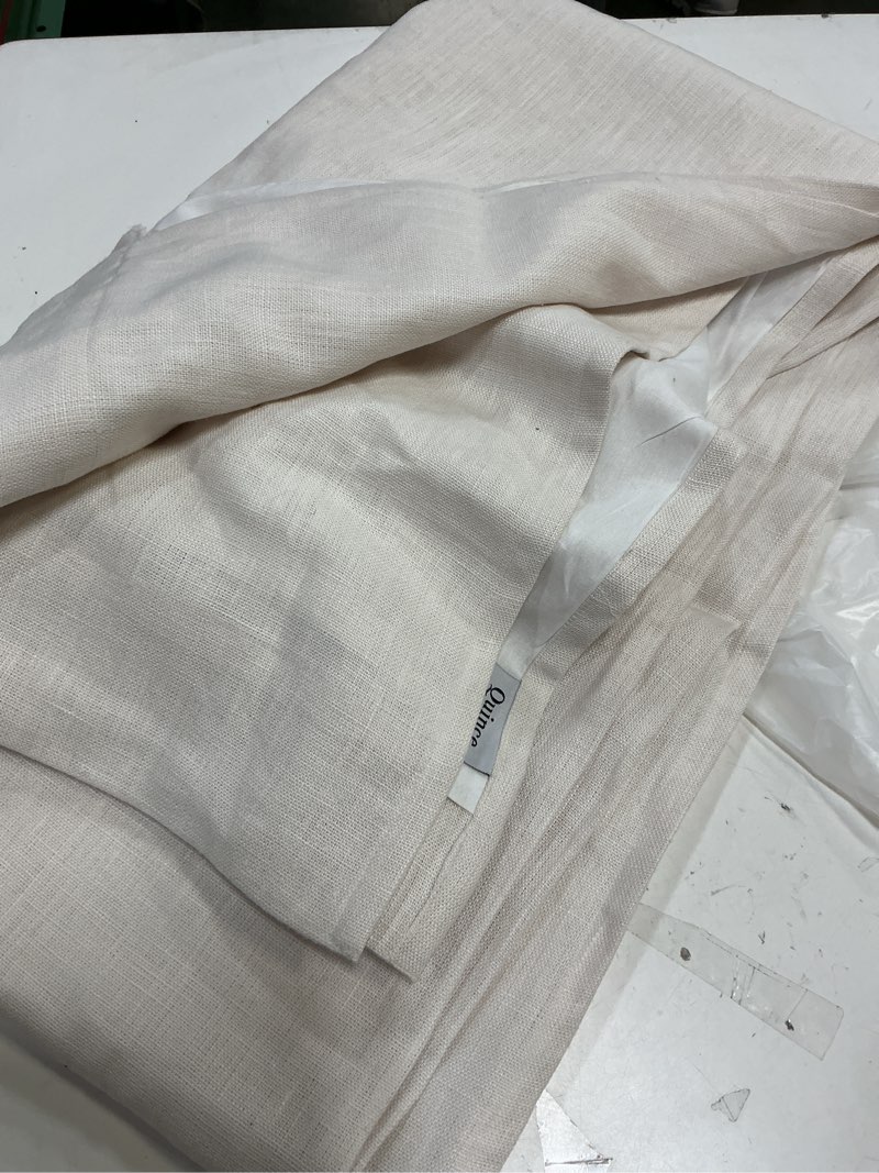 Condition photo showing Good Condition for quince, european linen room darkening curtain(one panel )48”x96” ivory