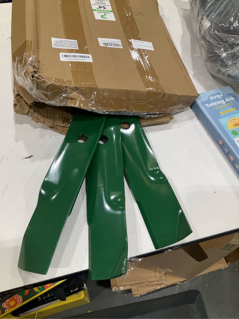 Condition photo showing Good Condition for 3 pack 115-5059-03 high lift mower blades replaces 110-6837-03 112-9759-03 for toro timecutter 50 inch ss5000 ss5060 mx5000 mx5025 mx5050 mx5060 exmark quest 50 inch zero turn mowers