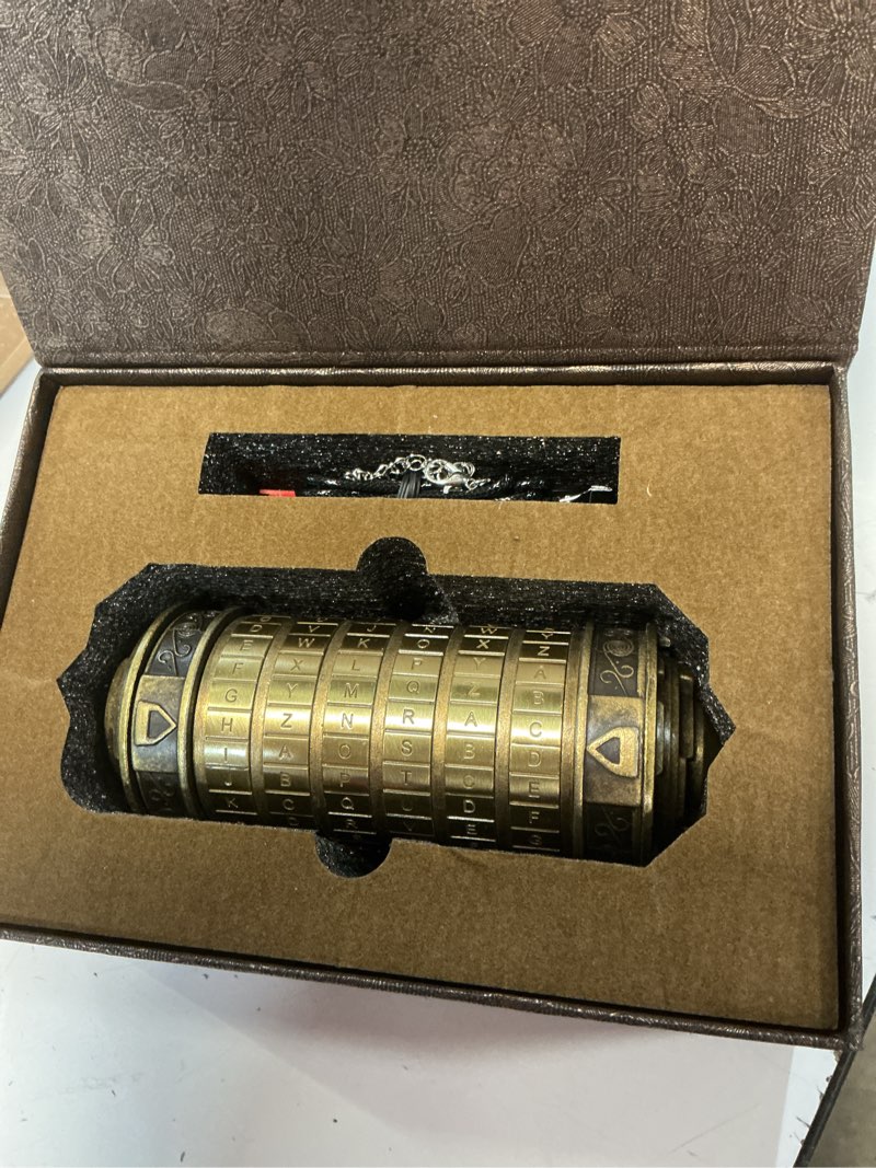 Condition photo showing Good Condition for cryptex da vinci code mini cryptex lock puzzle boxes with hidden compartments anniversary valentine's day romantic birthday gifts for her gifts for girlfriend box for men brass