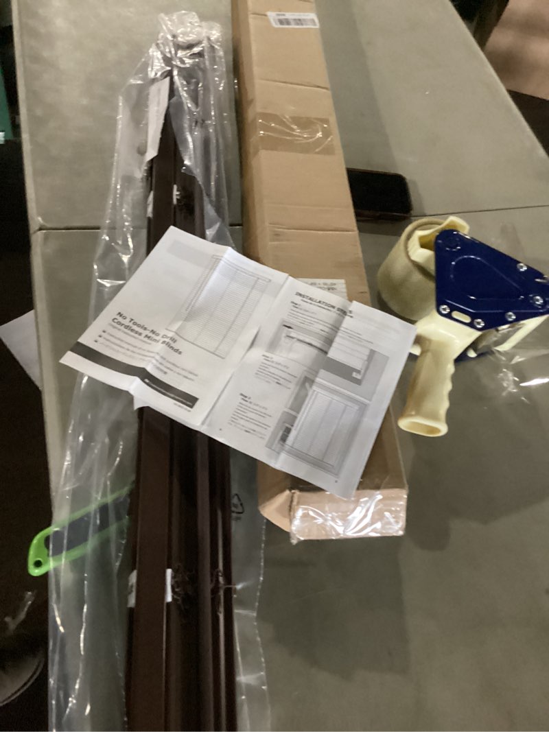 Condition photo showing New/Like New for LazBlinds No Tools No Drill 1" Vinyl Mini Blinds, Cordless Blinds for Windows, Light Filtering Horizontal Window Blinds & Shades, 34" W x 64" H, White Cordless-white 34" W x 64" H