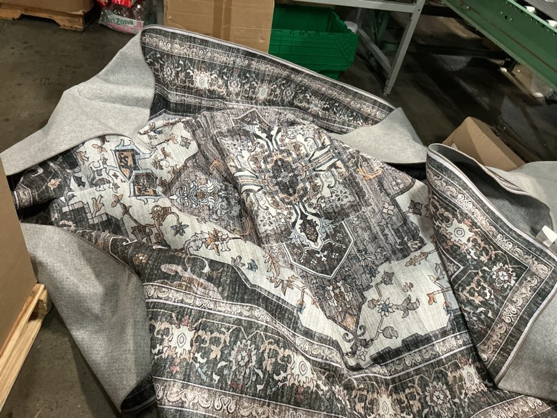 Condition photo showing As Is for Washable Living Room Area Rug - 9x12 Large Bedroom Rug Distressed Oriental Non-Slip Non-Shedding Print Floor Carpet for Dining Room Kitchen?Beige, 9 x 12?