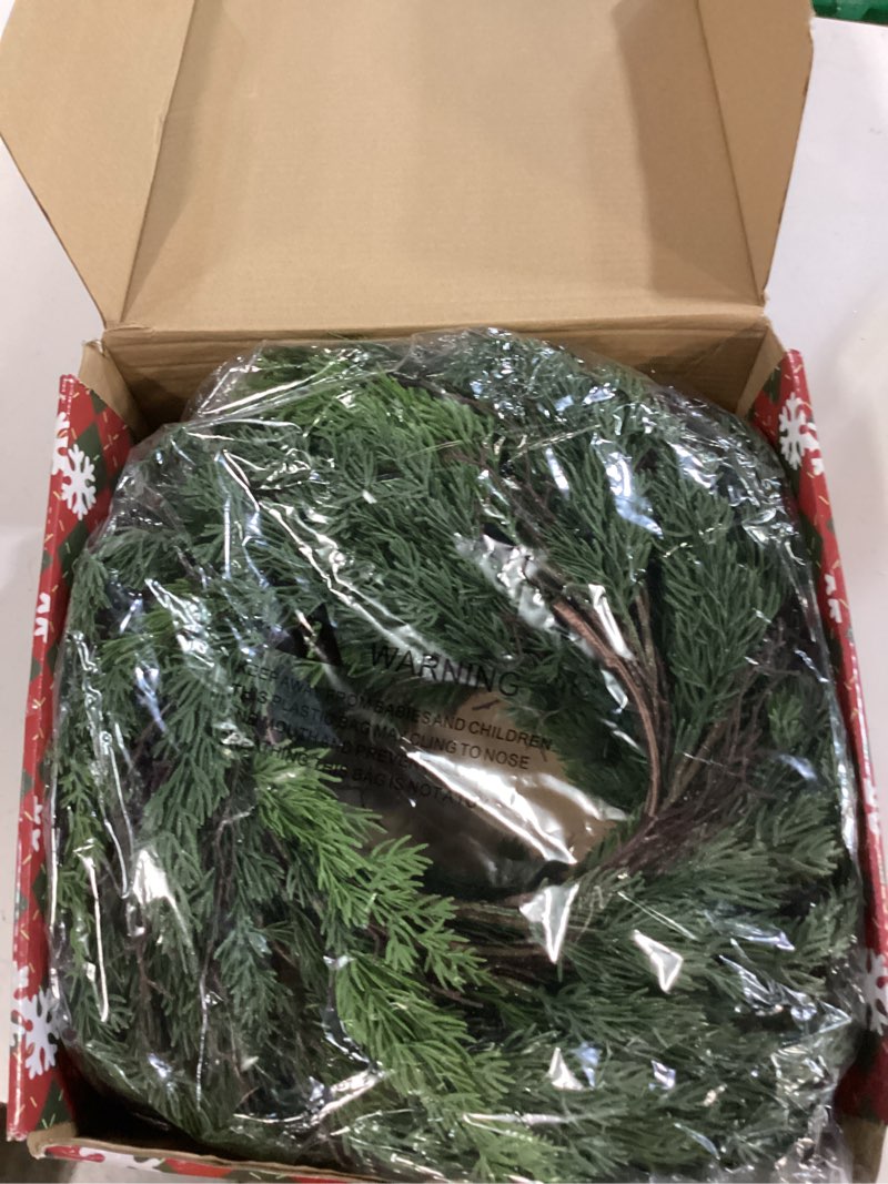 Condition photo showing New/Like New for Artgar 9 Ft Christmas Cedar Garland - Realistic Greenery Cypress Garlands - Real Touch Artificial Pine Garland Christmas Decorations for Outdoor Home Dining Table Mantel Stair Porch Winter Xmas Decor Green 9ft