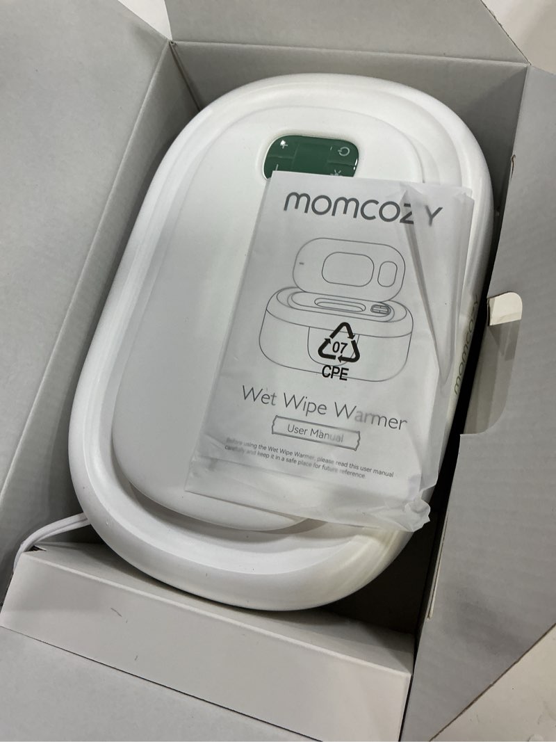 Condition photo showing Good Condition for momcozy baby wipe warmer, innovative spring design, large capacity wipes dispenser, fast and even heating, 4 modes of temperature heating control, diaper wipe warmer with night light classic ww01 60-80pcs green