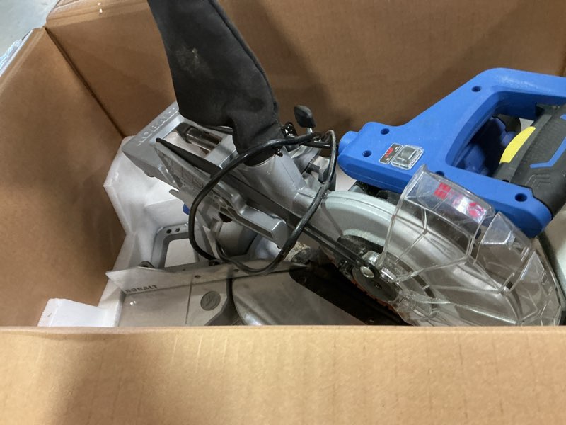 Condition photo showing As Is for Kobalt Compact Single Bevel Sliding Compound Corded MiterSaw