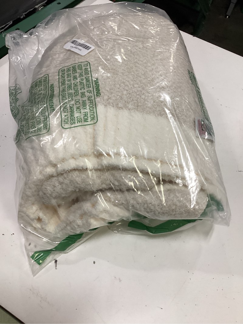 Condition photo showing Good Condition for snuggle sac buttery ivory throw blanket for couch, reversible super soft knitted blankets, warm cozy knit fuzzy plush lightweight throws dupes for sofa, bed, picnic, ivory, 50 x 60 inches heather ivory throw(50"x60")