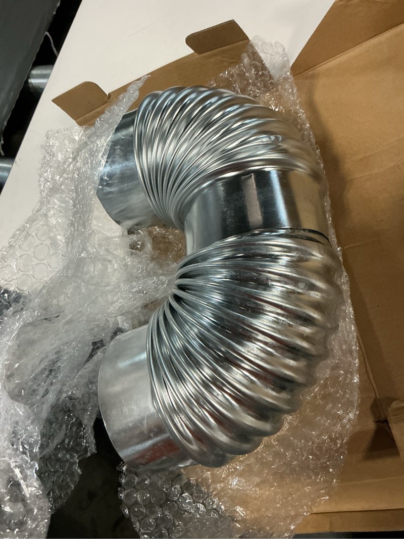 Condition photo showing Good Condition for hicarer 2 pcs 4 inch 90 degree galvanized dryer elbow vent tube connector adjustable dryer vent elbow connector for 4" hvac duct pipe hose ductwork