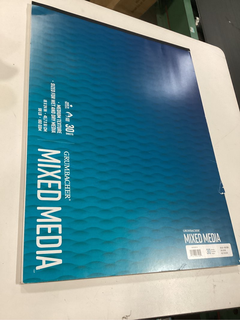Condition photo showing Good Condition for Grumbacher 18" x 24" Mixed Media Paper Pad, 98 lb. / 160 GSM, Tape-Bound, 30 Sheets/Pad, 1 Each 18 x 24 Inches 30 Sheets, Tape Bound