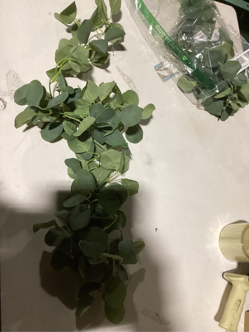 Condition photo showing Good Condition for Similar to. DearHouse Artificial Eucalyptus Garland Faux Silk Eucalyptus Leaves Vines Handmade Garland Greenery Wedding Backdrop Arch Wall Decor Green 1