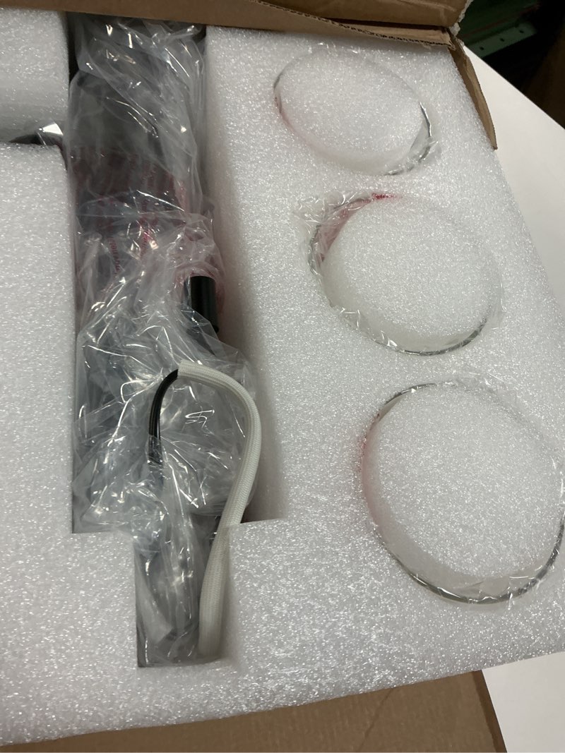 Condition photo showing Good Condition for 3 Lights Floor Lamp, Industrial Tree Lamp for Living Room Bedroom, Black Modern Dimmable Farmhouse Standing Lamp, Tall Pole with Clear Glass Shade