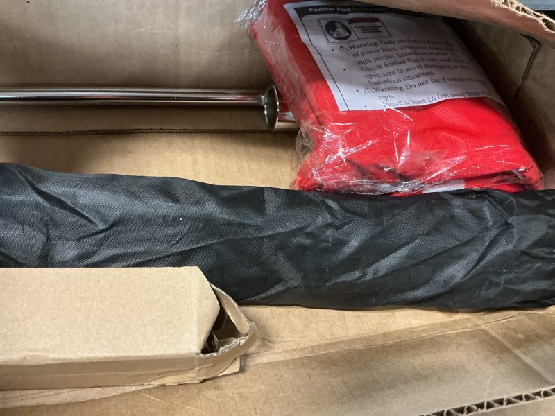 Condition photo showing As Is for lookourway feather flag pole kit - 12 feet tall advertising flag banner with fiberglass pole kit and