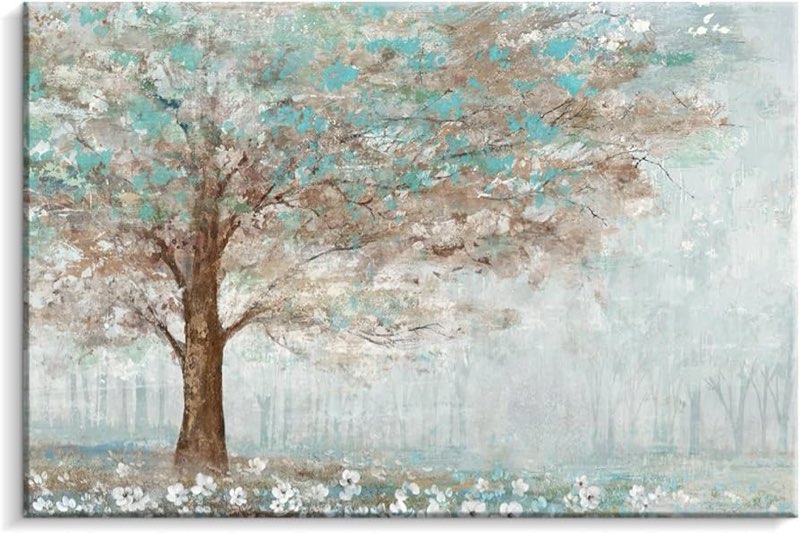 Creoate Framed Wall Art, Abstract Hand Painted Painting Textured Canvas Print Artwork Neutral Wall Art for Bedroom, Living Room Wall Decor