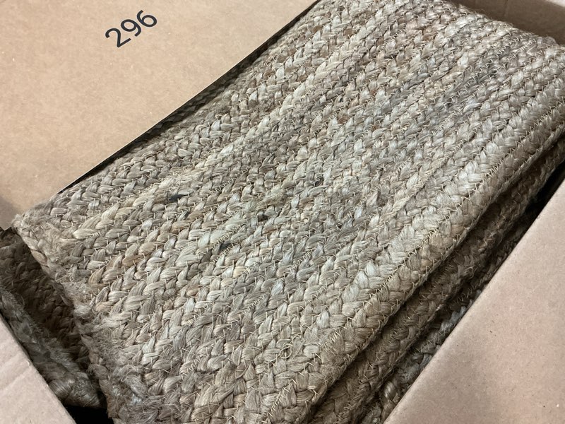 Condition photo showing As Is for frelish decor handwoven jute area rug - 8x10 feet natural yarn - rustic vintage beige braided reversible rectangular rugs for bedroom - kitchen - living room - farmhouse (8' x 10' natural)