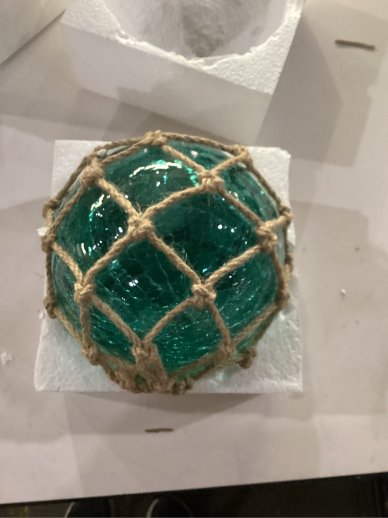Condition photo showing New/Like New for 5.91" Green Glass Fishing Float Night Light,Cracked Glass Ball, Battery Powered Nautical Coastal Decor Beach Bathroom Decor (Green)