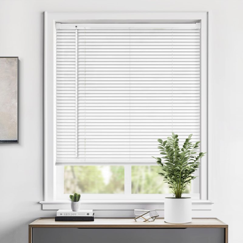LazBlinds Cordless 1" Vinyl Mini Blinds for Indoor Windows - Light Filtering Horizontal Window Blind