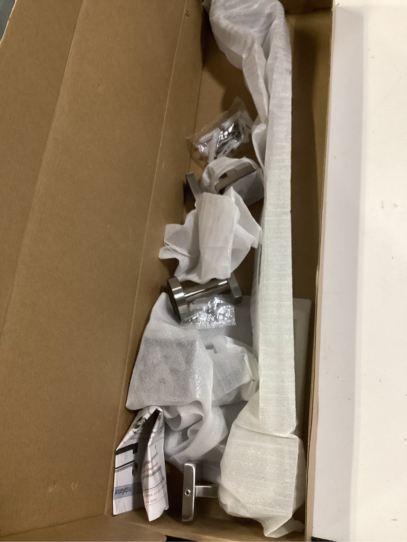 Condition photo showing Good Condition for nearmoon 5 pieces bathroom hardware set 304 stainless steel, square towel rack kit - 24" towel rod + towel ring + toilet paper holder + 2 robe hooks, wall mounted bath accessories (brushed nickel)