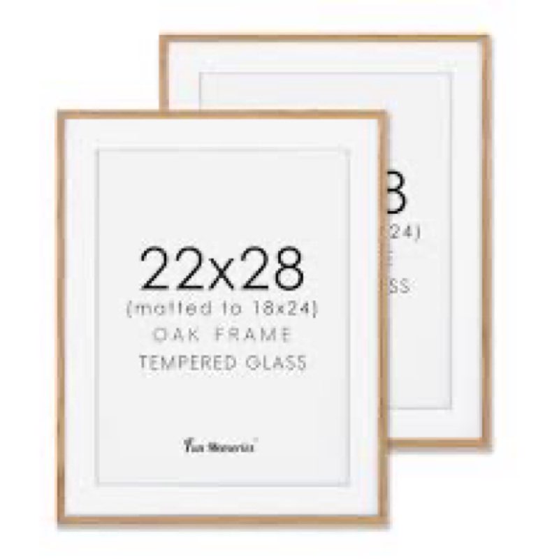 Homeforia Wooden Poster Frame 22x28, High End Natural Oak 22 x 28 Picture Frame with Mat 18 by 24, 2