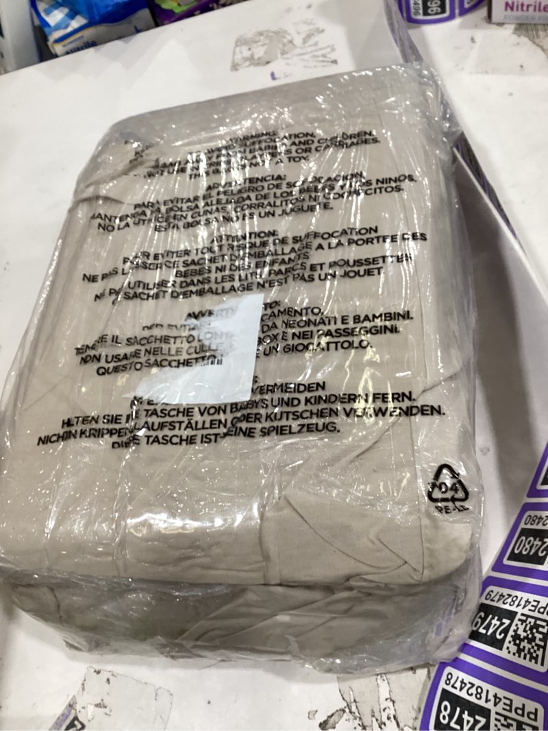 Condition photo showing New/Like New for bedsure cotton duvet cover set - 100% cotton waffle weave linen duvet cover oversized king size, gentlesoft™ and breathable bedding set for all season, 3 pieces, 120"x98" oversized king (120" x 98") 04 - linen (no comforter)