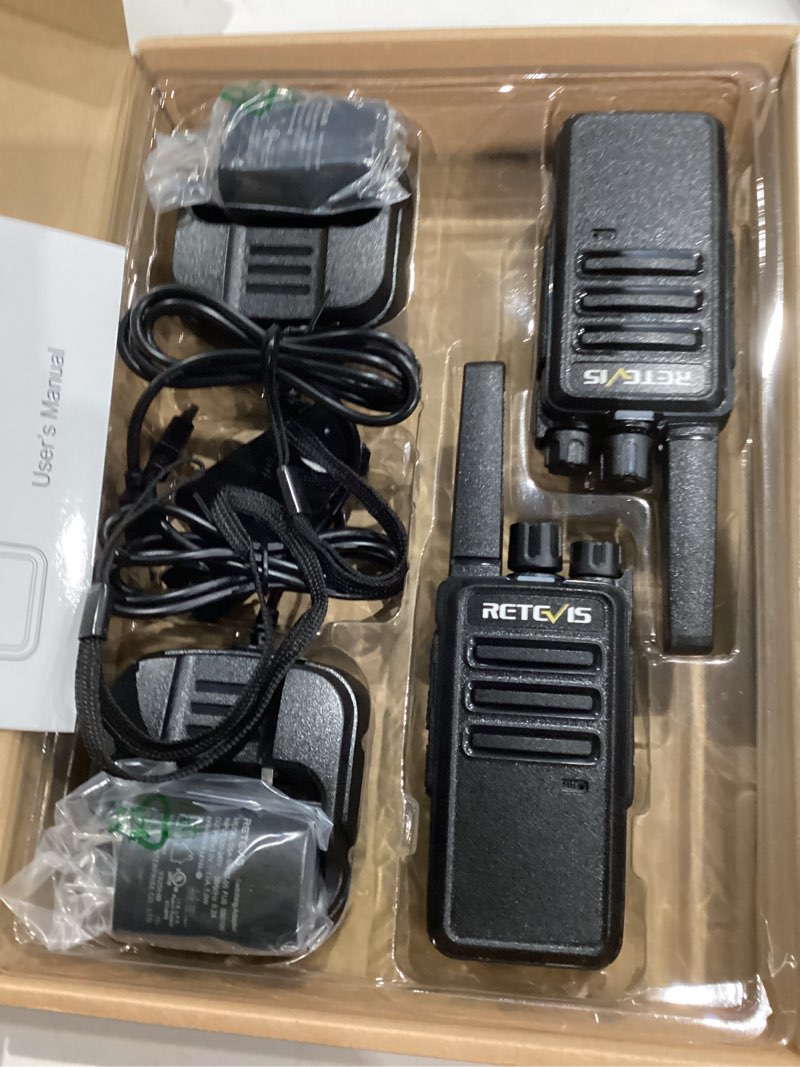 Condition photo showing Good Condition for Retevis RT68 Walkie Talkies Rechargeable,Portable FRS Two-Way Radios for Adults,Heavy Duty 2 Way Radios Long Range,USB Charging Base,License Free Walkie Talkie for Road Trip Gifts Camping (2 Pack) without display