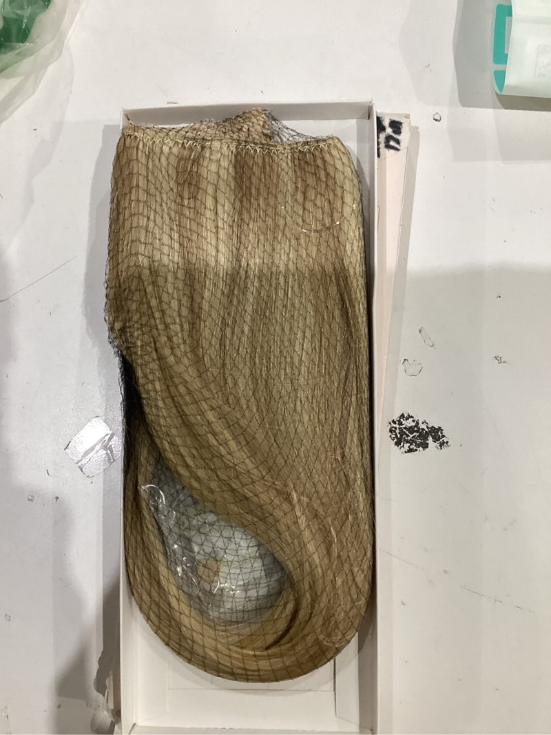 Condition photo showing New/Like New for s-noilite halo hair extension invisible wire in real remy human hair extensions with clips adjustable hidden wire in hair extension for women 12 inch ash brown highlighted blonde
