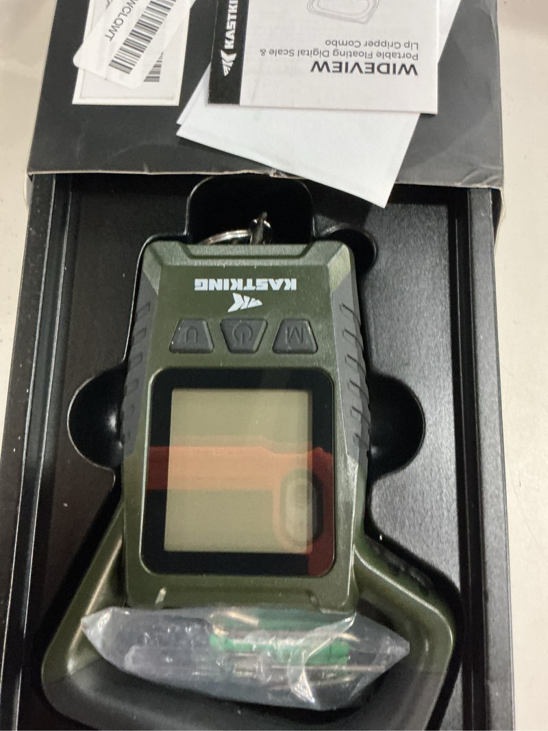 Condition photo showing New/Like New for kastking fish scale, wideview floating waterproof digital scale, 2.5” large lcd display, 110lb capacity, multi-mode pound/ounces & kilograms, stores up to 9 weights, fishing gifts for men c: green combo