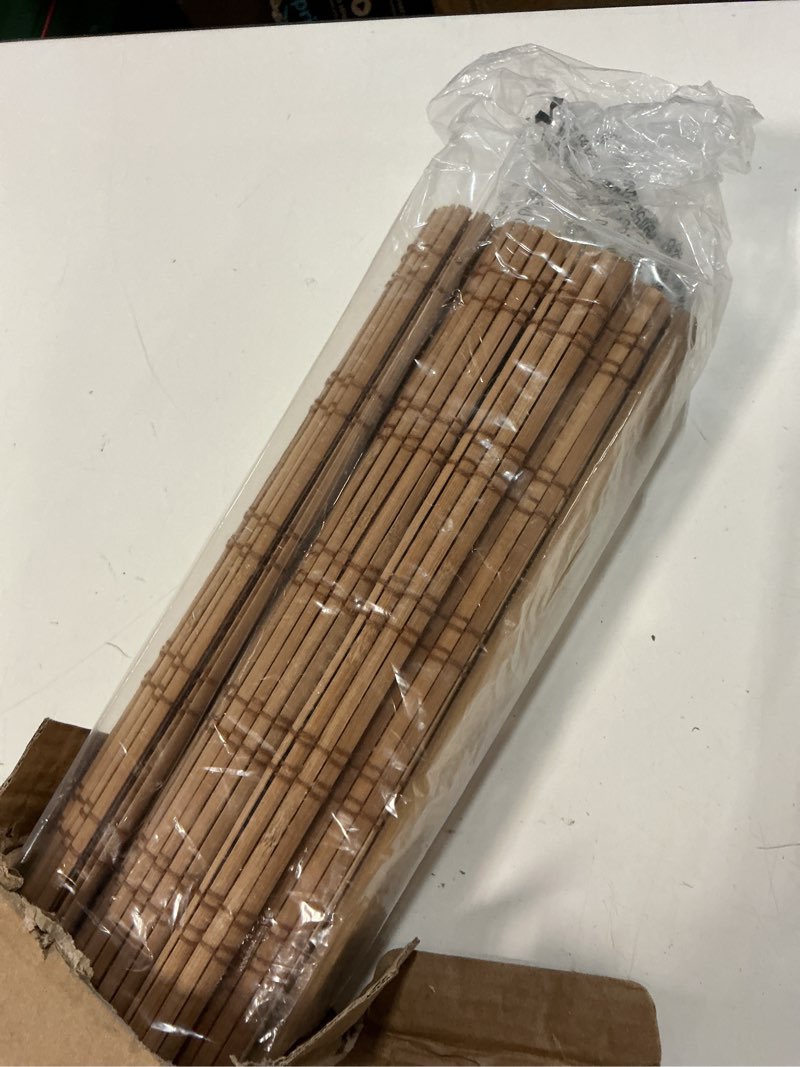 Condition photo showing New/Like New for lazblinds no tools no drill cordless bamboo roman shades, light filtering window treatment, roll up bamboo blinds for windows 33.5'' w x 48'' h, eastfield teak light filtering-eastfield teak 33.5" w × 48" h