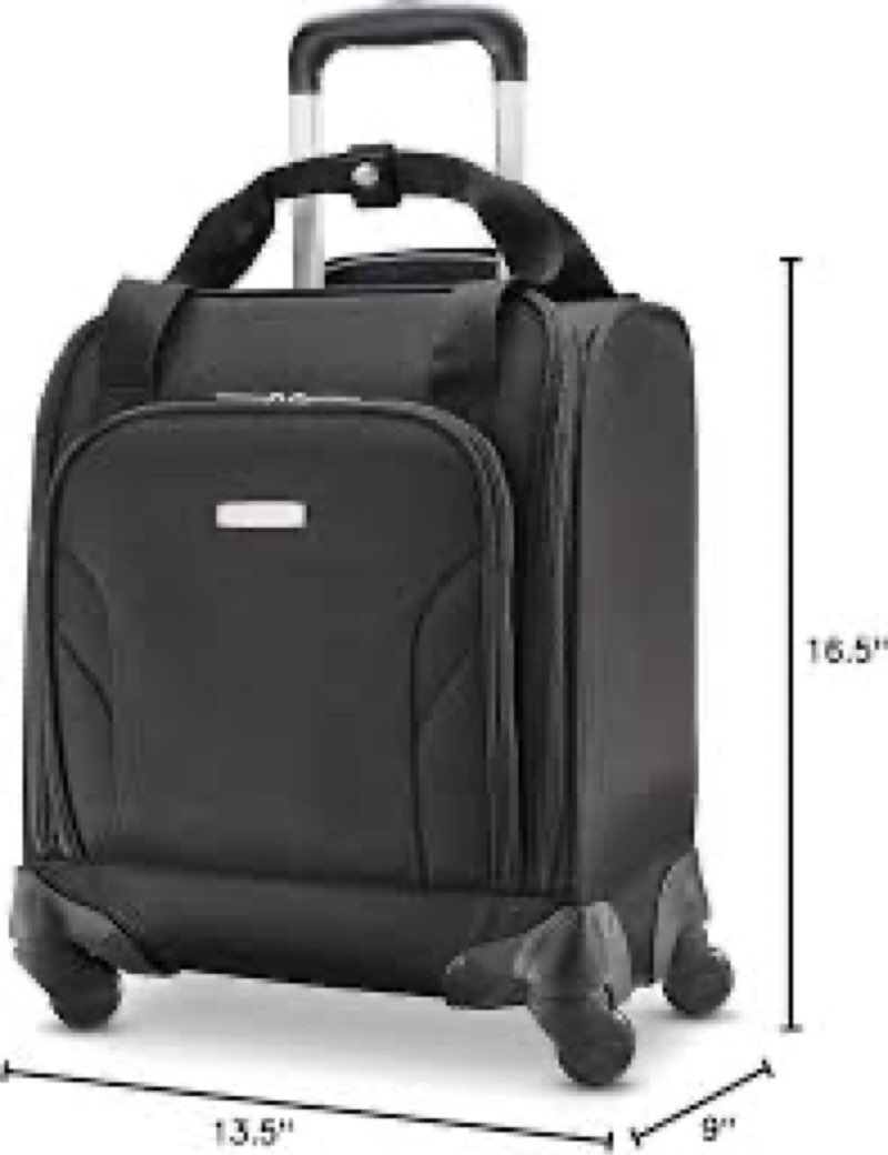 Samsonite Underseat Carry-On Spinner With USB Port, Jet Black, One Size