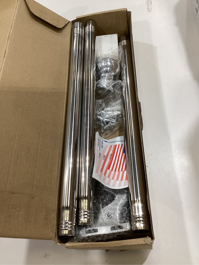 Condition photo showing Good Condition for anovo flag pole kit- stainless steel 6 ft flag poles with1 inch metal 360° rotating flag pole rings clip, two-position flag pole holder brackets mounting for outside house outdoor porch (6 ft-sliver) 6 ft - sliver