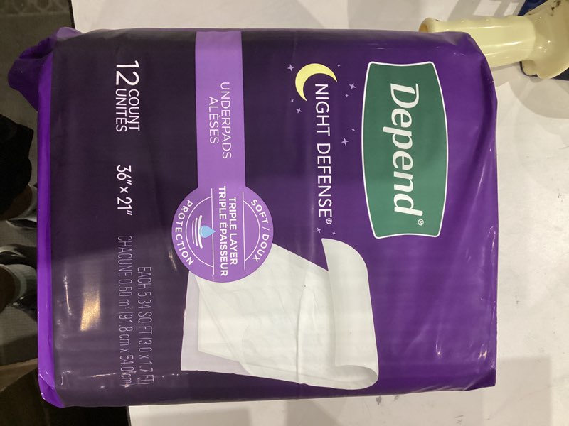 Condition photo showing Good Condition for Depend Underpads/Disposable Slip Resistant Incontinence Bed Pads for Adults - Overnight Absorbency - 12ct
