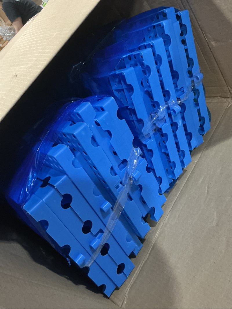 Condition photo showing Good Condition for 10 packs lightweight plastic pallets for basement storage, 23.6" x 11.8" x 1.18" small stage platform for garage, attic flooring-blue