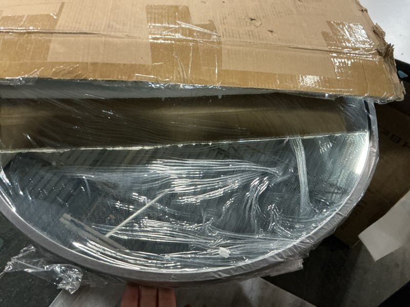 Condition photo showing Good Condition for 32" x 20" Black Oval Wall Mirror, Capsule Extendable Swivel Bathroom Vanity Makeup Mirror, 360 Rotation Folding Extendable Arm Vanity Mirror for Wall Shower Shaving