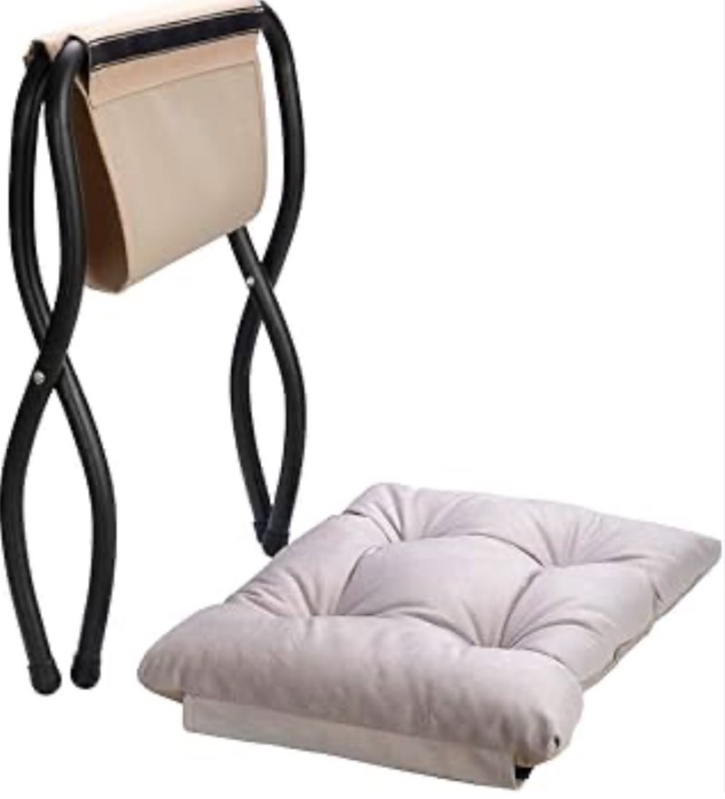 folding footrest stool, upholstered small foldable ottoman, accent padded sofa foot stool for lazy chair, metal frame portable foot rest ottoman for living room, bedroom, smoky