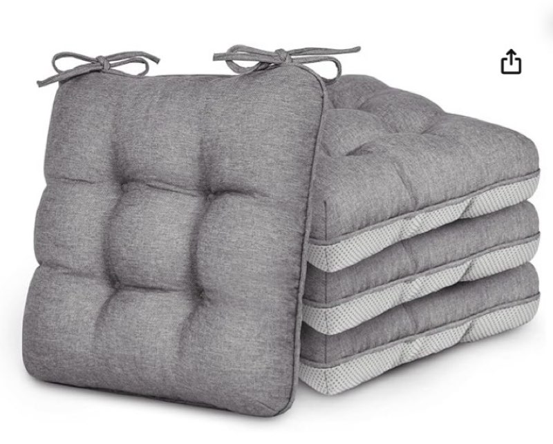 (Incomplete 3 pieces only) Love's cabin Memory Foam Chair Cushions Set of 4, Outdoor/Indoor Chair Pads for Dining Chairs 4 Pack, Seat Cushions for Kitchen, Dining Room, Office, Patio Chairs, 15.5\"x15.5\"x3.5\" Grey