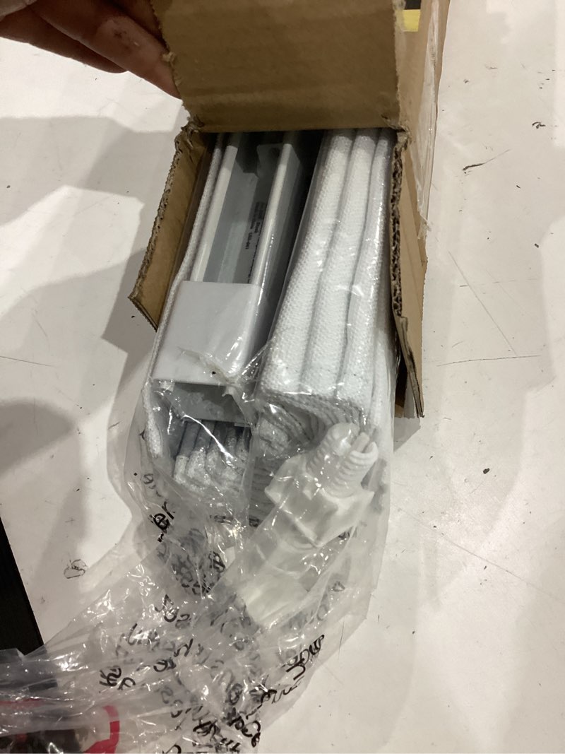Condition photo showing Good Condition for no drill cordless roman shades for windows, 28" w × 64" h - 100% blackout - linen - mist white 100% blackout - linen - white 28" w × 64" h