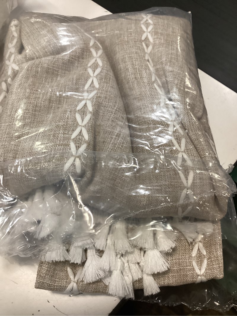 Condition photo showing Good Condition for turkio white farmhouse boho curtains for living room semi blackout curtains rod pocket curtain 1 panel,52"wx84"l