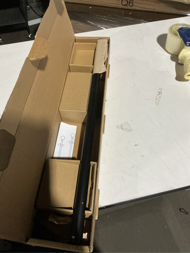 Condition photo showing As Is for ROTHLEY Black Curtain Rods for Windows 28 to 48 Inch Extendable Curtain Pole 1 Inch Diameter Small Curtains Rod Metal Heavy Duty Drapery Rod With Klick Fit Brackets-Orb Finial Orb Finial - Matt Black 28 to 48 Inch