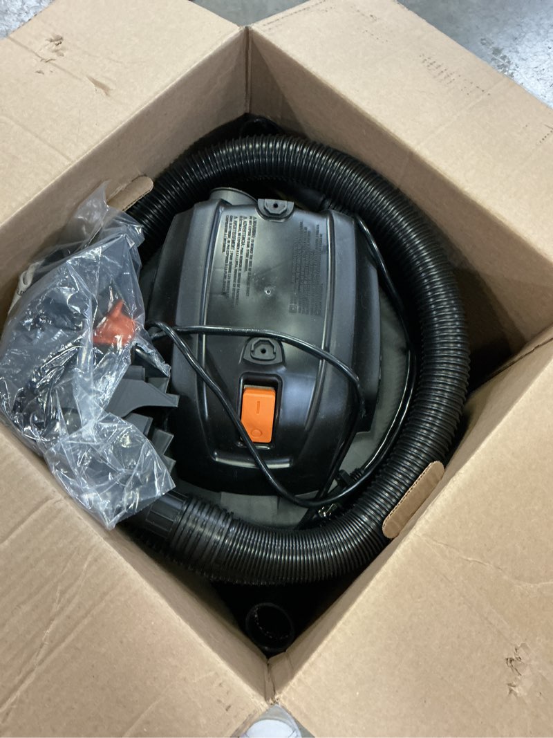 Condition photo showing Good Condition for ridgid 9 gallon 4.25 peak hp nxt shop vacuum wet dry vac with general debris filter, locking hose and accessory attachments