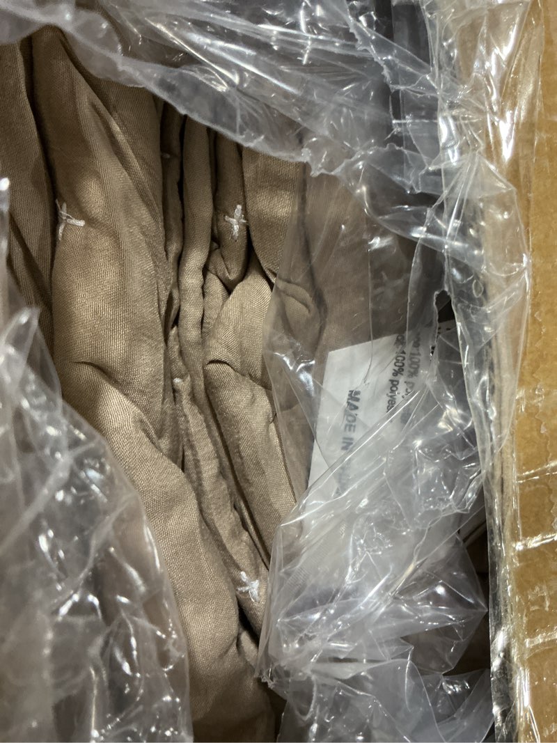 Condition photo showing Good Condition for WDCOZY Beige Twin Size Quilt Bedding Sets with Pillow Sham, Tan Cream Lightweight Bedspread Coverlet, Quilted Blanket Thin Comforter Bed Cover, All Season Summer Spring, 2 Pieces, 68x90 inches Deep Beige (White Cross Stitching) Twin