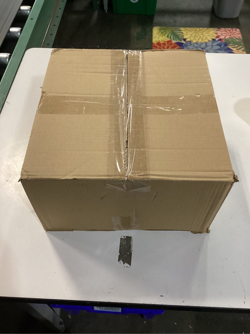 Condition photo showing New/Like New for Houmury Set of 2 Hurricane Candle Holders Lantern 12” & 10”with Wood Base Metal Handle Glass Cylinder Modern Farmhouse Decor for Home Decoration, Table Centerpieces Brown