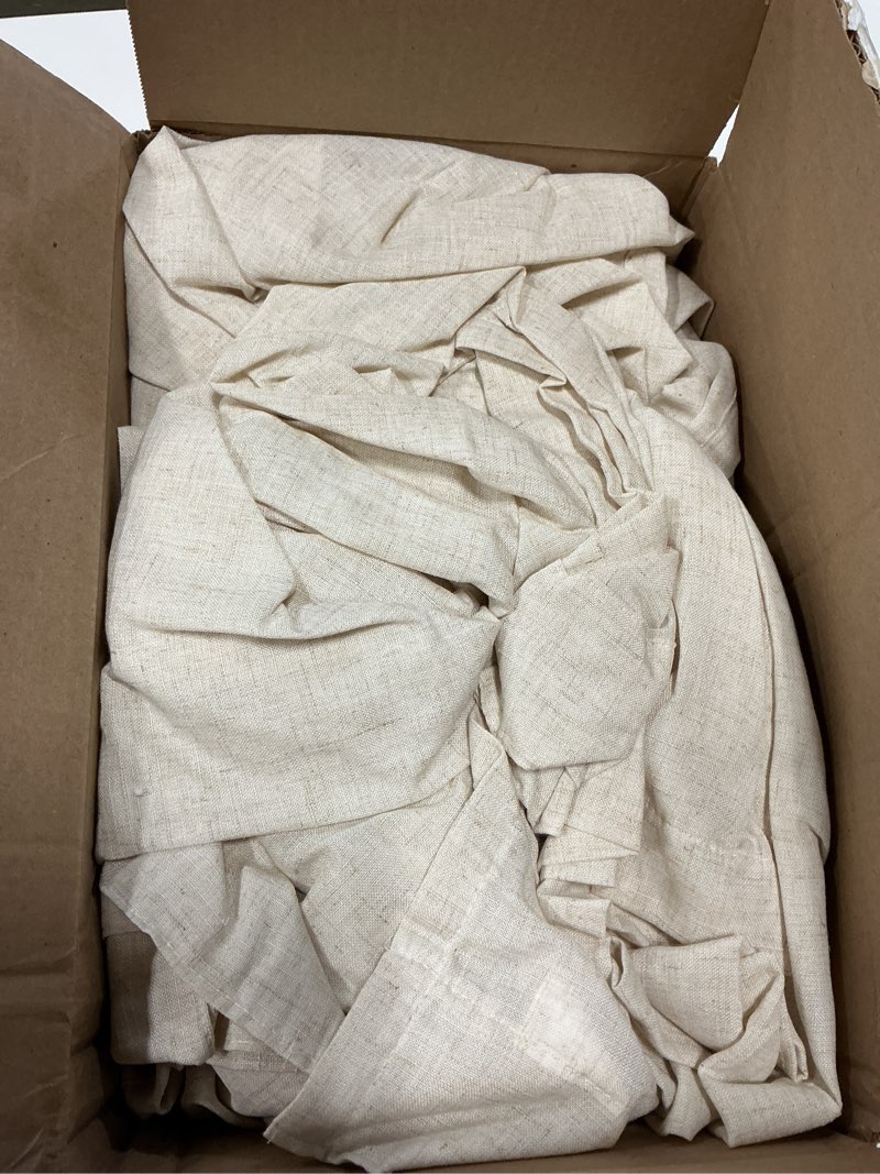 Condition photo showing As Is for jinchan ecru natural linen blend curtains 96 inches length for living room divider sliding door farmhouse rod pocket back tab light filtering drapes lightweight curtains for bedroom 4 panels 50"w x 96"l (pack of 4) *ecru