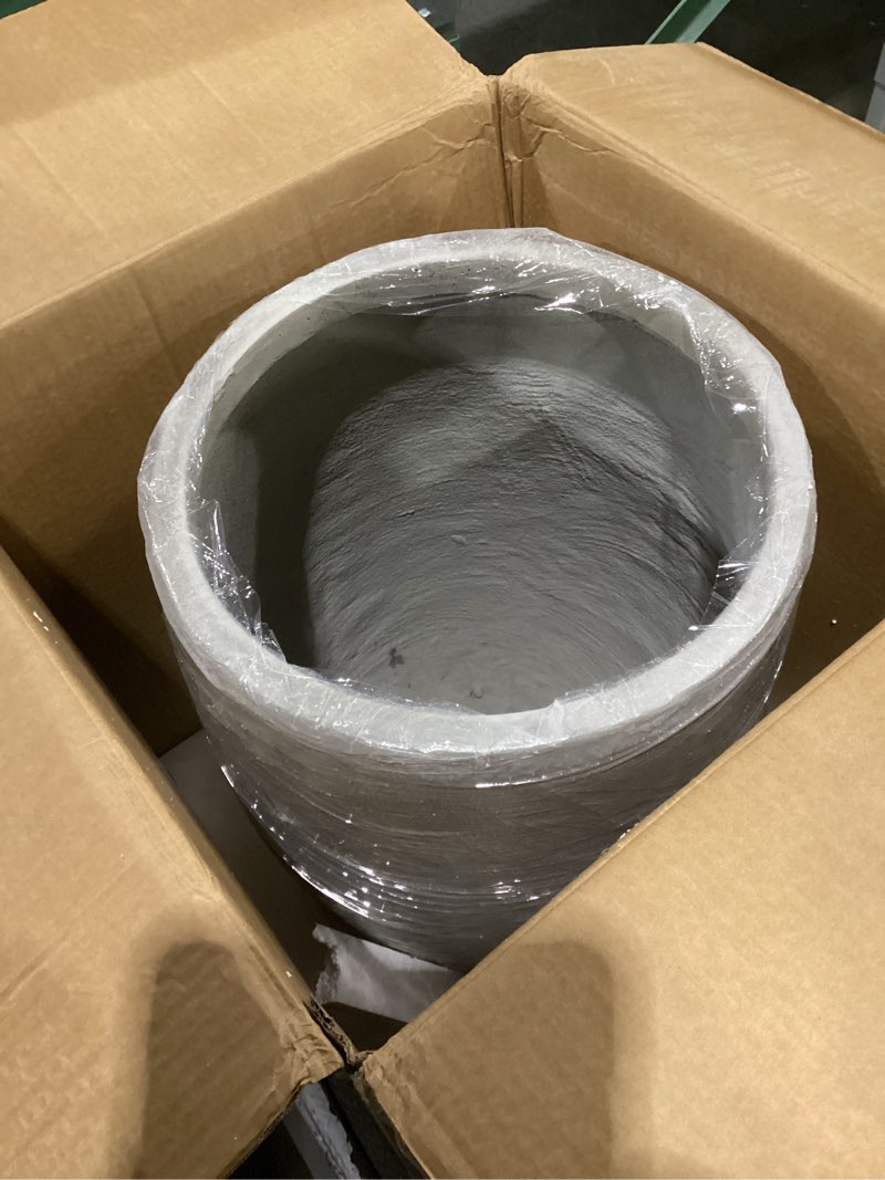 Condition photo showing New/Like New for kante 21.7" h weathered concrete tall planter, large outdoor indoor decorative pot with drainage hole and rubber plug, modern round style for home and garden weathered concrete 21.7"h pots